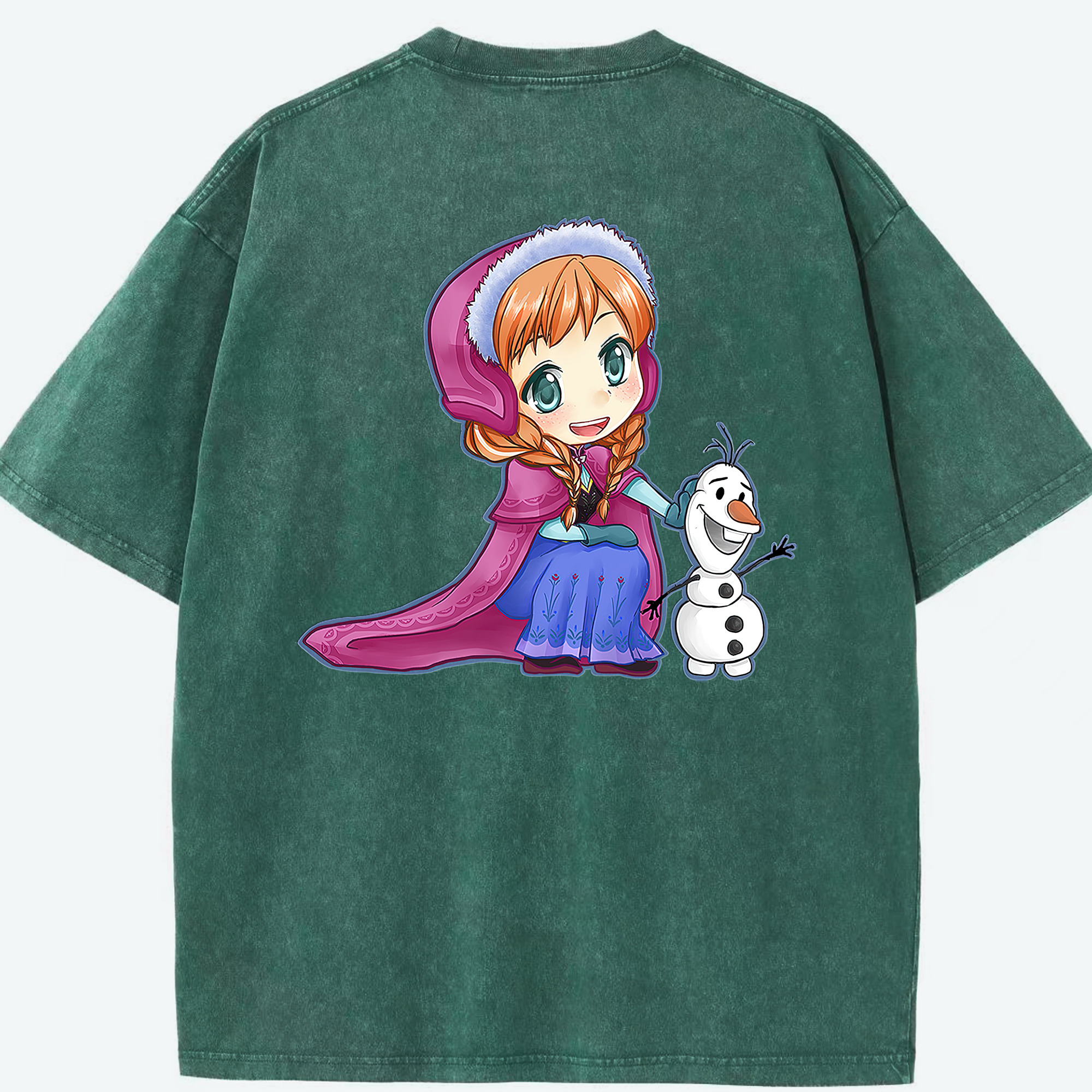 （画像用） アナと雪の女王 アンナ エルサ Frozen Anna Elsa 綿100% ヴィンテージ風 半袖Tシャツ（背面プリント）